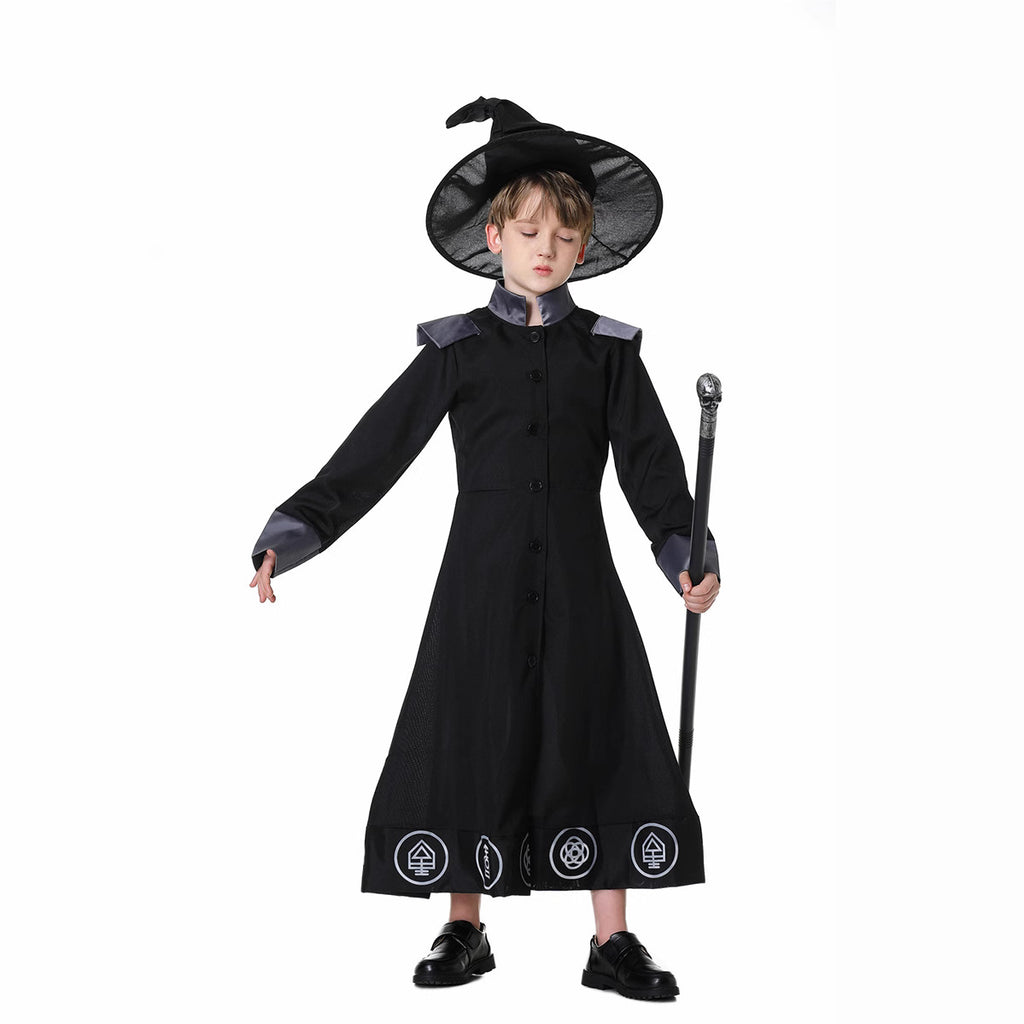Halloween Wizard Witch Long Robe Cosplay Sets Adult & Kids Outfits