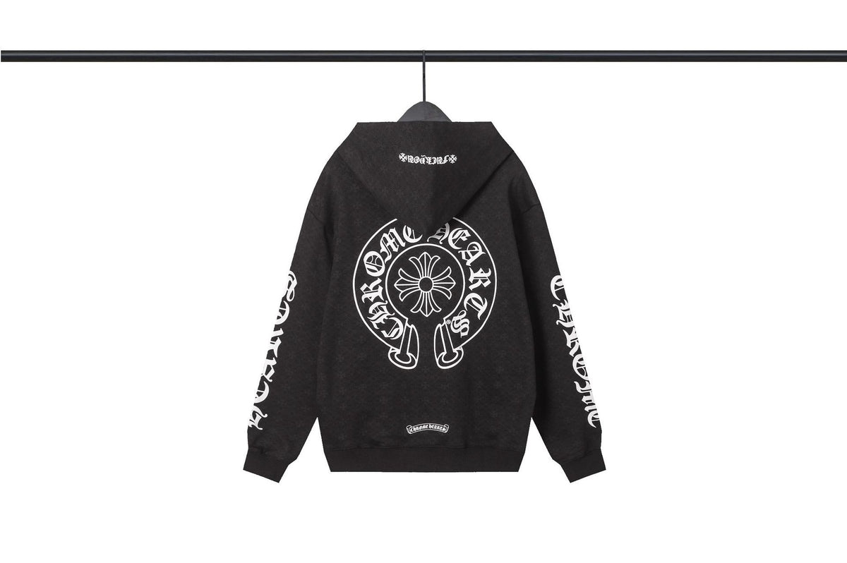 Chrome Hearts Multi‑Cross Sanskrit Graphic Oversized Hoodie Streetwear
