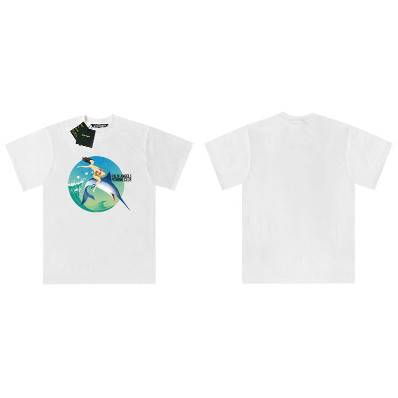 Palm Angels Graphic Print Tee Loose Crew Neck Streetwear T-Shirt