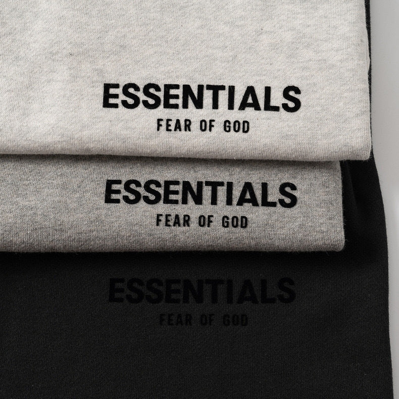Essentials Flocked Letter Drawstring Streetwear Sweat Shorts