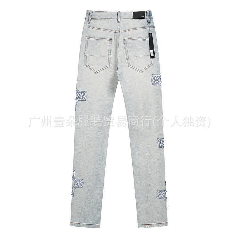 Amiri Blue Jeans Washed Distressed Straight‑Leg Loose Unisex