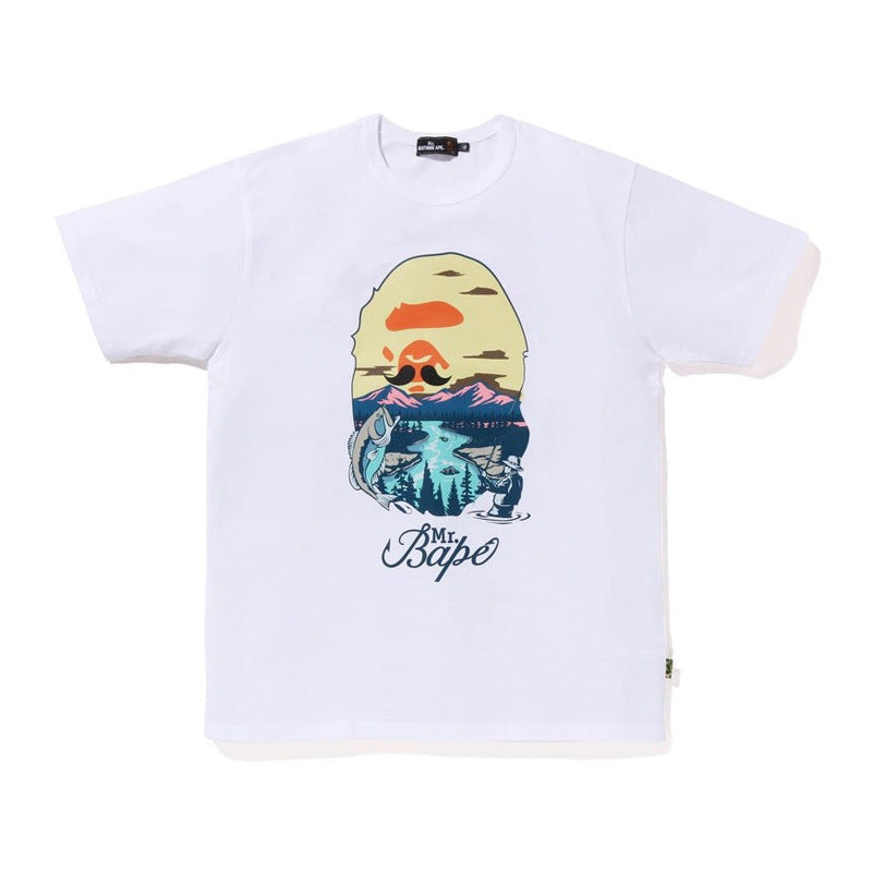 Bape Ape Head Shark Koi Fuji Graphic Oversized Tee Streetwear Unisex