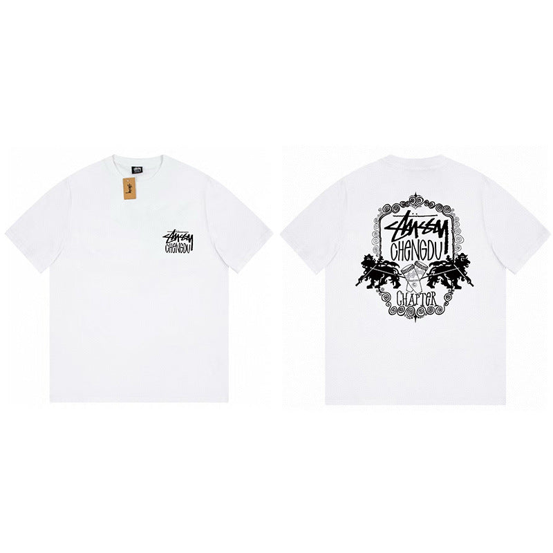 Stussy Graphic Print Collection Loose Casual Short Sleeve T-Shirt
