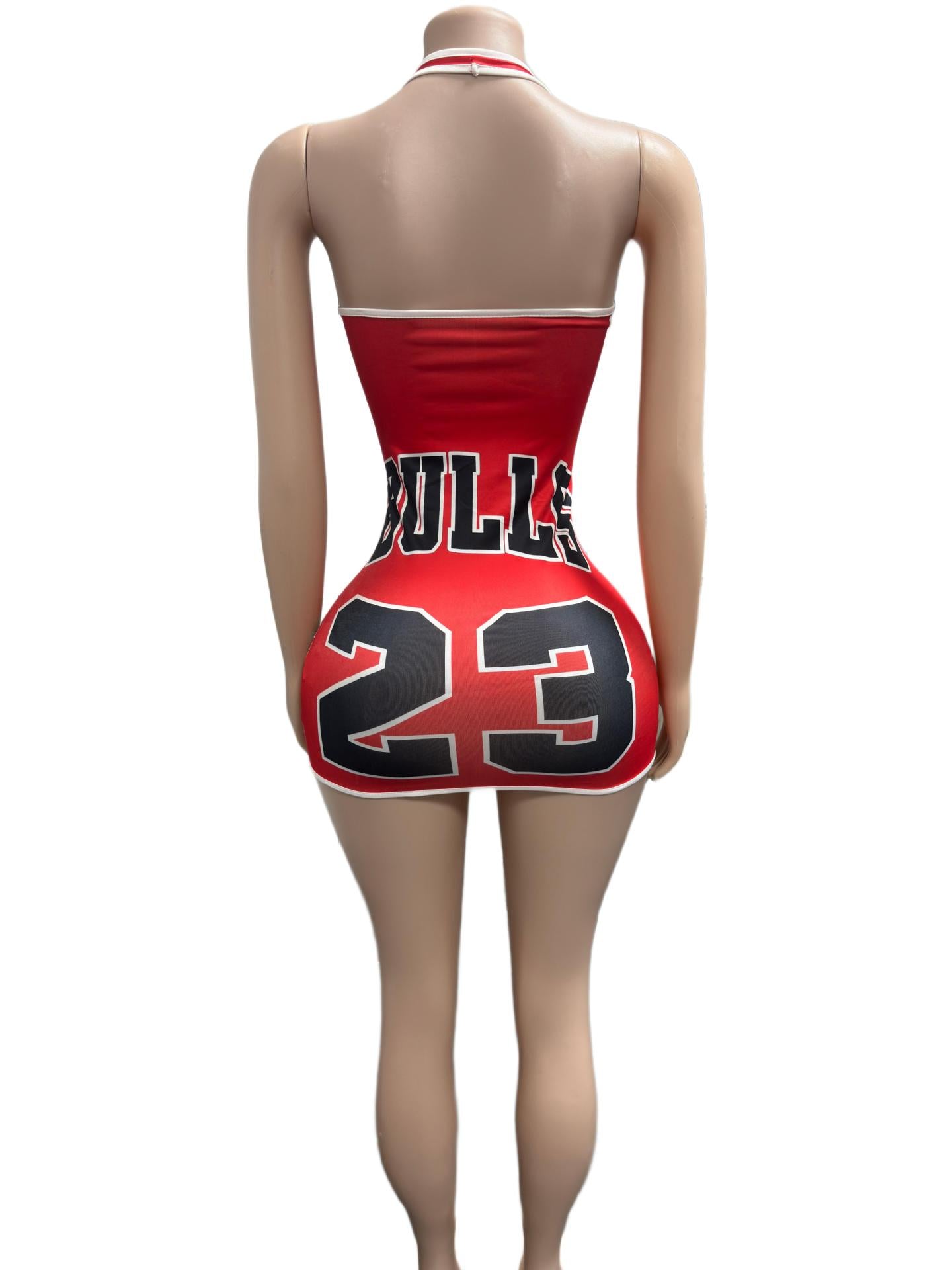 Bulls Lace Up Halter Cutout Bodycon Mini Dress Women