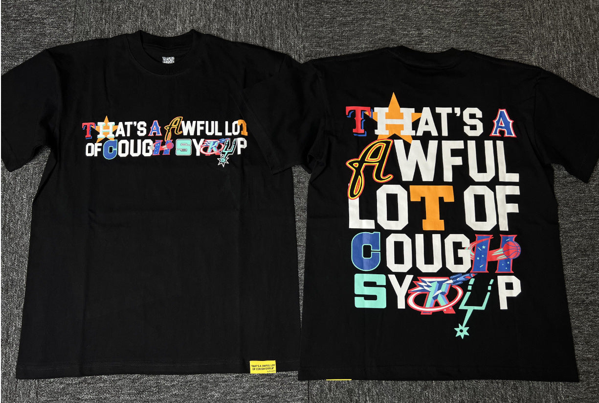 ALOCS Cough Syrup Letter Graphic Short Sleeve Tee Streetwear Unisex