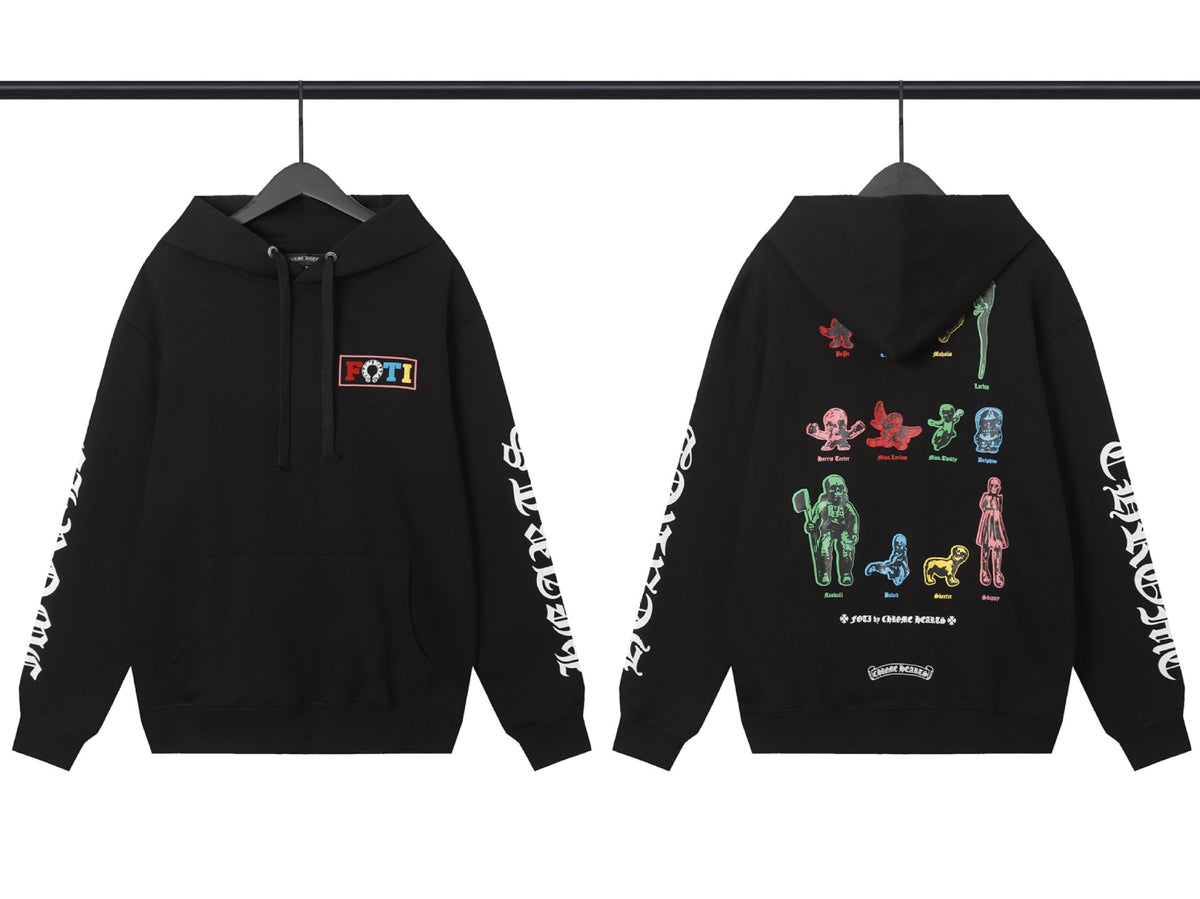 Chrome Hearts Horseshoe Cross Hoodie Goth Streetwear Graphic Pullover