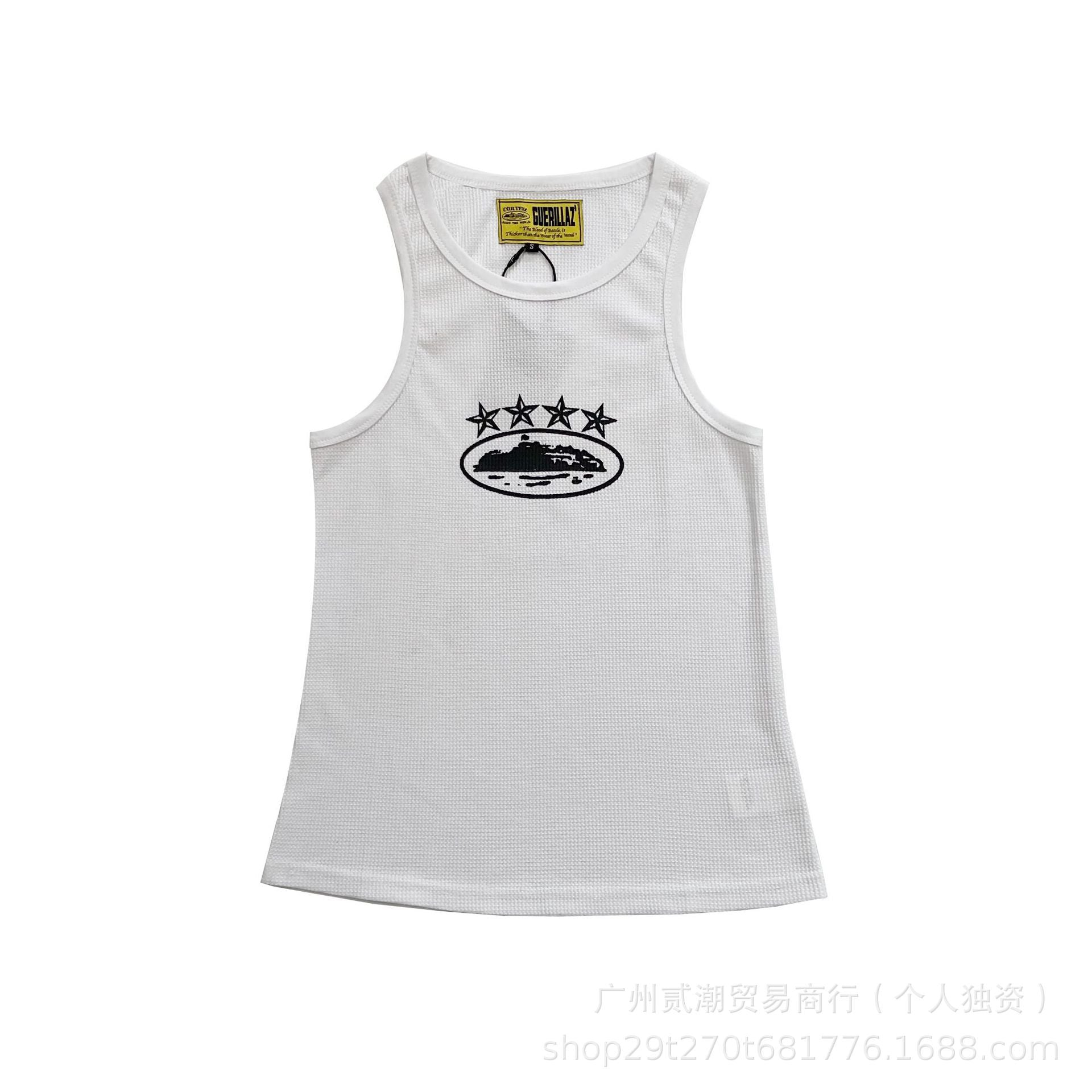 Corteiz Style Y2K Geripptes Tanktop Ärmelloses Streetwear Basic Weste