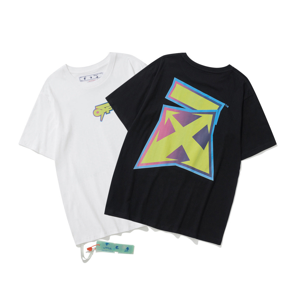 Off‑White Melt Arrow Gradient Splash Ink Crew Neck T‑Shirt Unisex