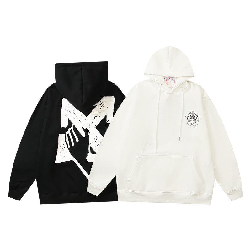 Off White Arrow Graphic Print Hoodie Streetwear Unisex