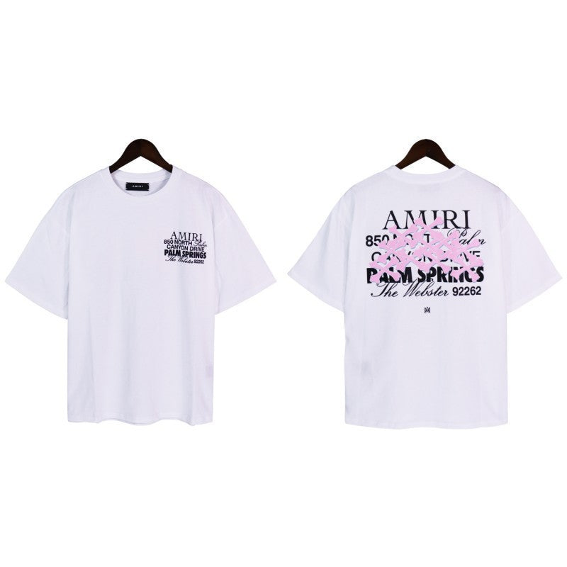 Amiri Multi‑Pattern Letter Graphic Oversized Tee Streetwear Unisex