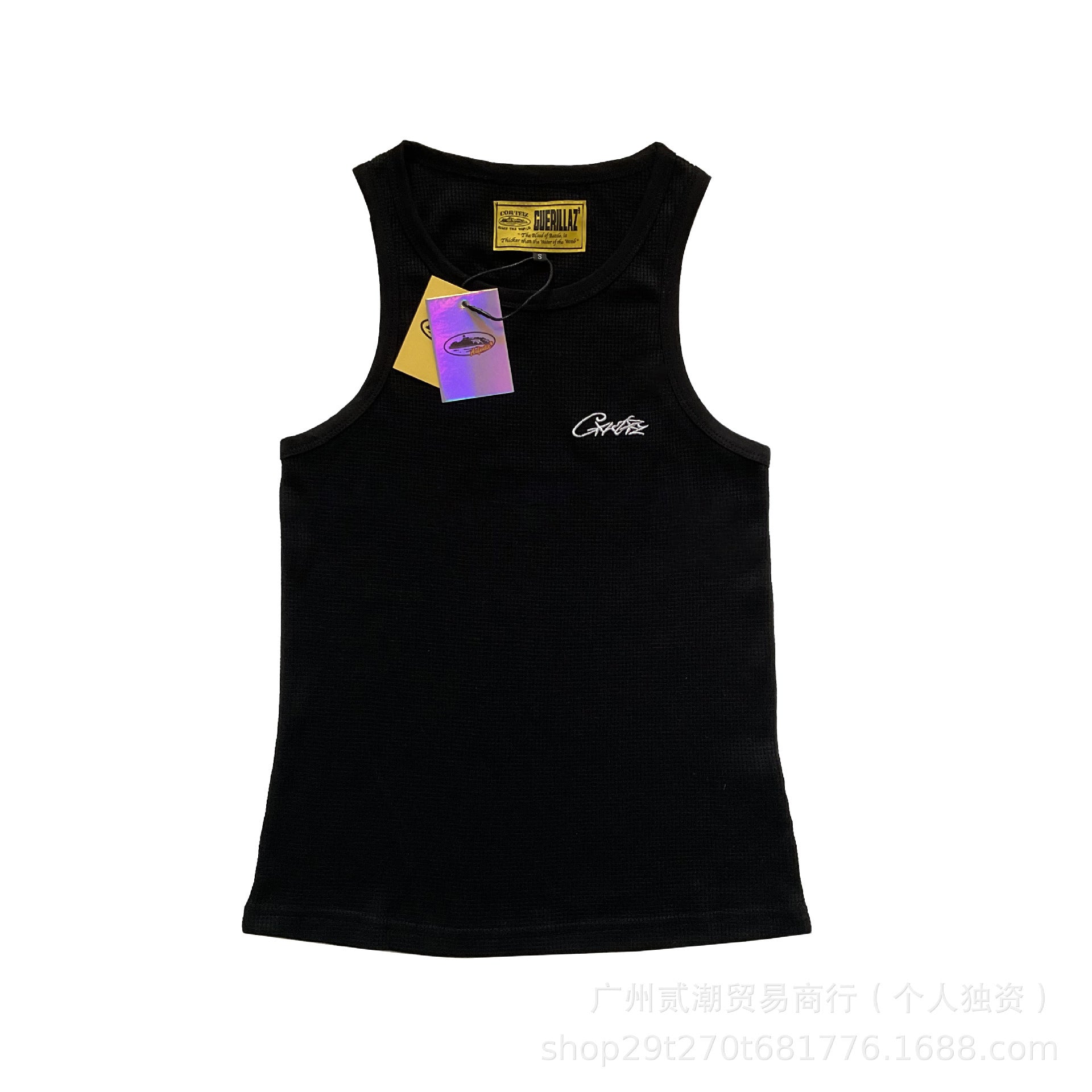 Corteiz Style Y2K Geripptes Tanktop Ärmelloses Streetwear Basic Weste