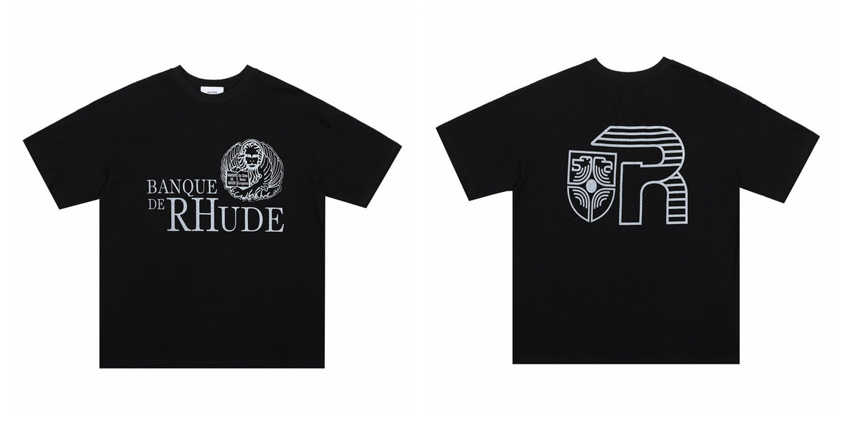 Rhude Graphic Tees Vintage High Street Loose Couple Crew Neck T-Shirt