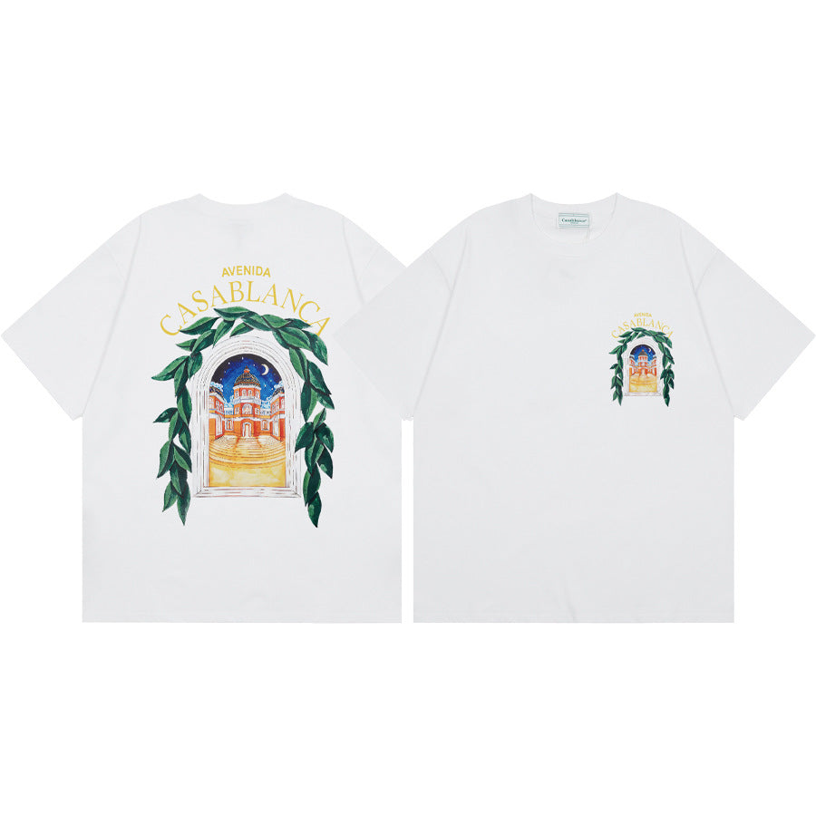 Casablanca Vintage Logo Print Loose Short Sleeve T Shirt Unisex Y2K