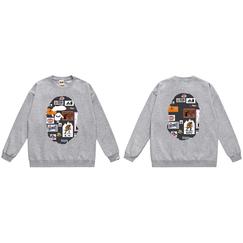 BAPE Ape Head Crewneck Sweatshirt Multi Print Streetwear Pullover