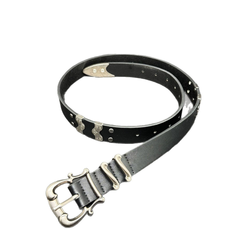 Iris Floral Kendo Western Style Leather Belt Unisex Streetwear