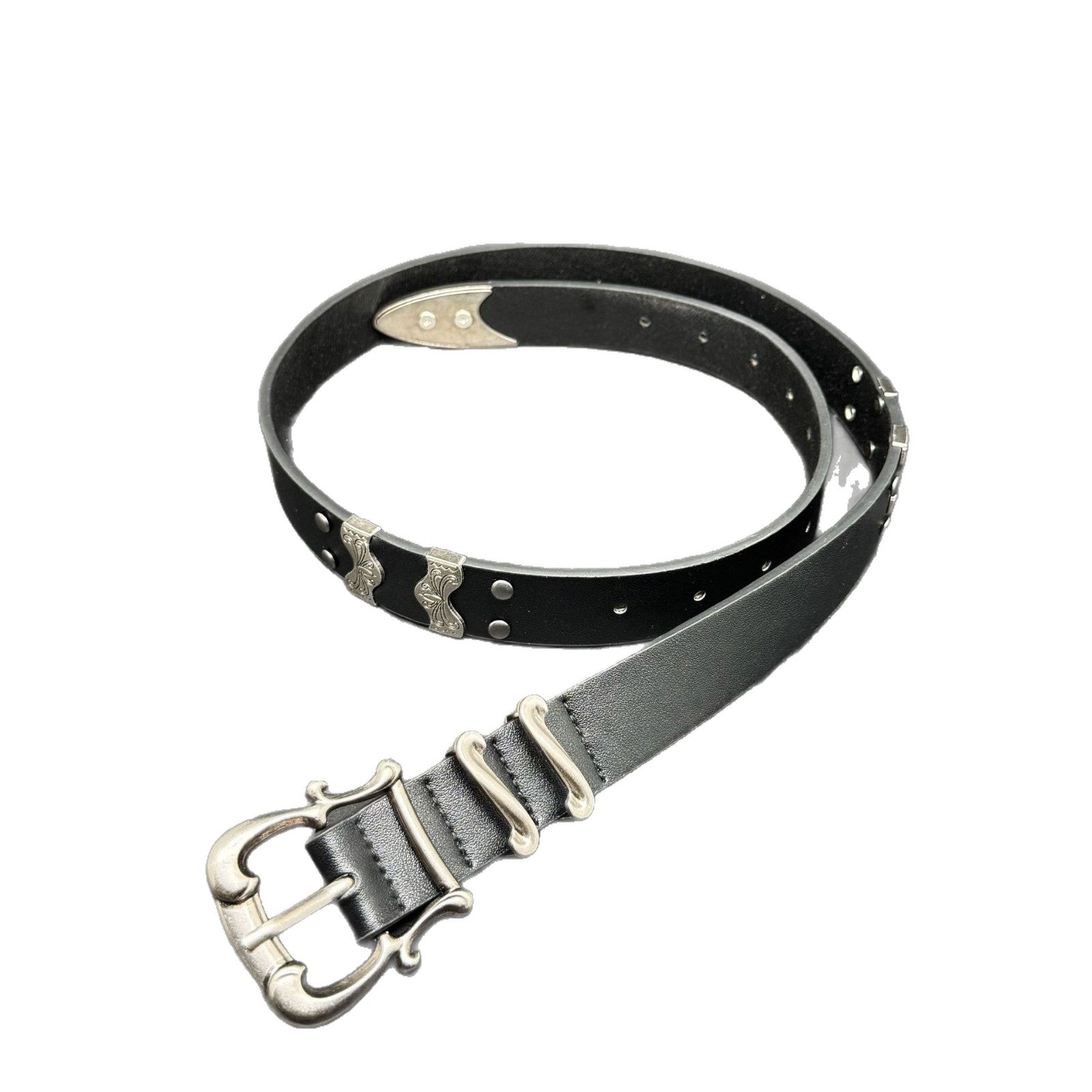 Iris Floral Kendo Western Style Leather Belt Unisex Streetwear