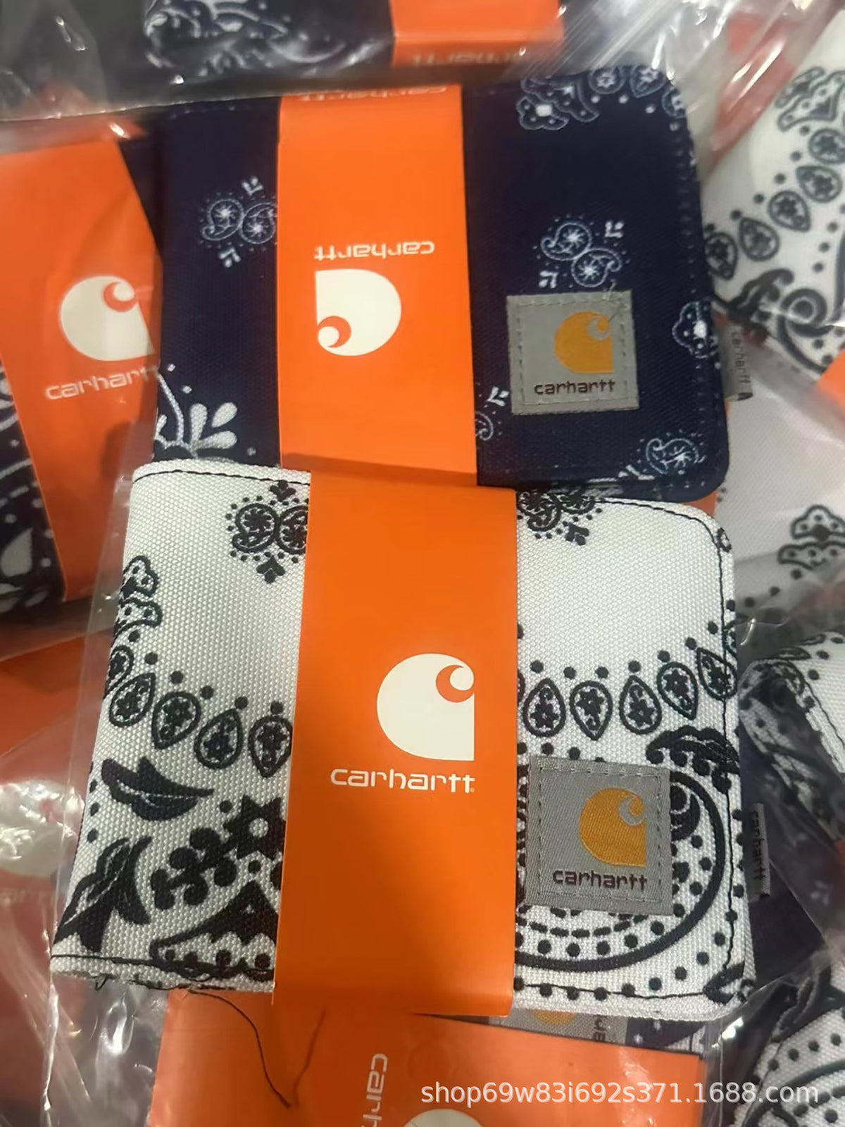 Carhartt Patch Logo Bifold Wallet Canvas Corduroy Paisley Card Holder
