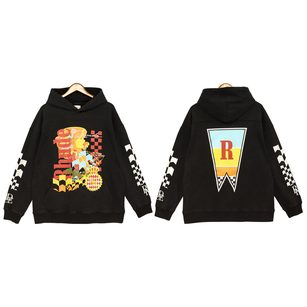 Rhude Cartoon Letter Hoodie Streetwear Cotton Pullover Sweatshirt