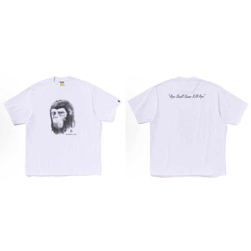 BAPE Ape Head Shark Print Loose Casual Unisex Short Sleeve T-Shirt