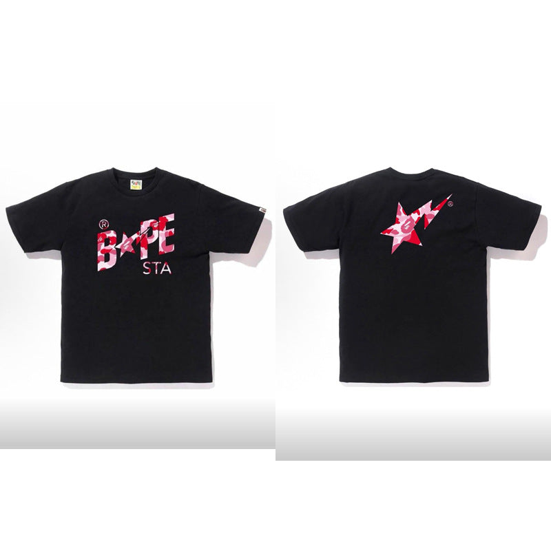 BAPE Ape Head Camo Shark Print Crew Neck Short Sleeve T‑Shirt Unisex