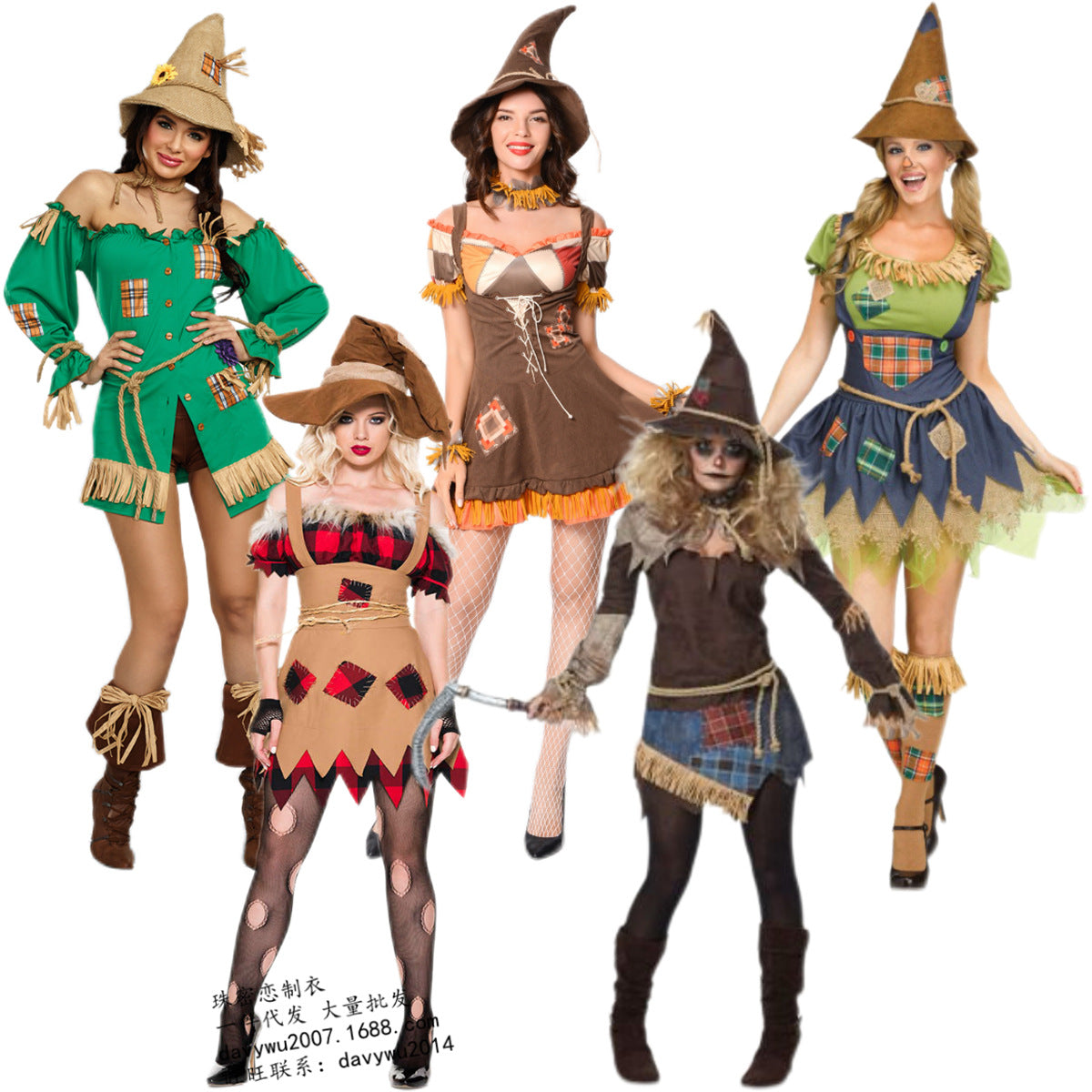 Halloween Women Scarecrow Zombie & Vampire Multi‑Style Cosplay Sets