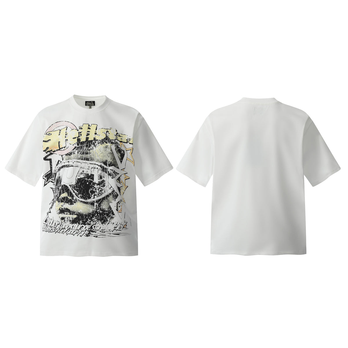 Hellstar Multi‑Graphic Vintage Washed Oversized Tee Streetwear