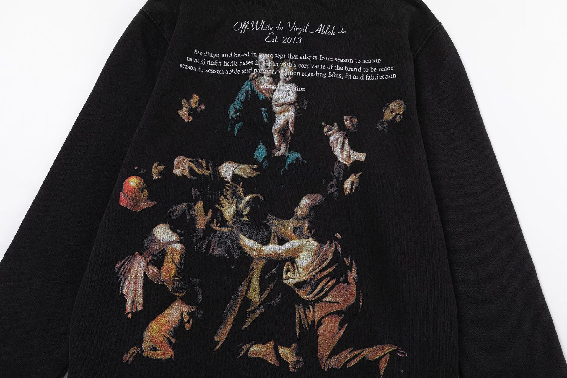 Off-White Color Figure Oil Painting Washed Graphic Hoodie