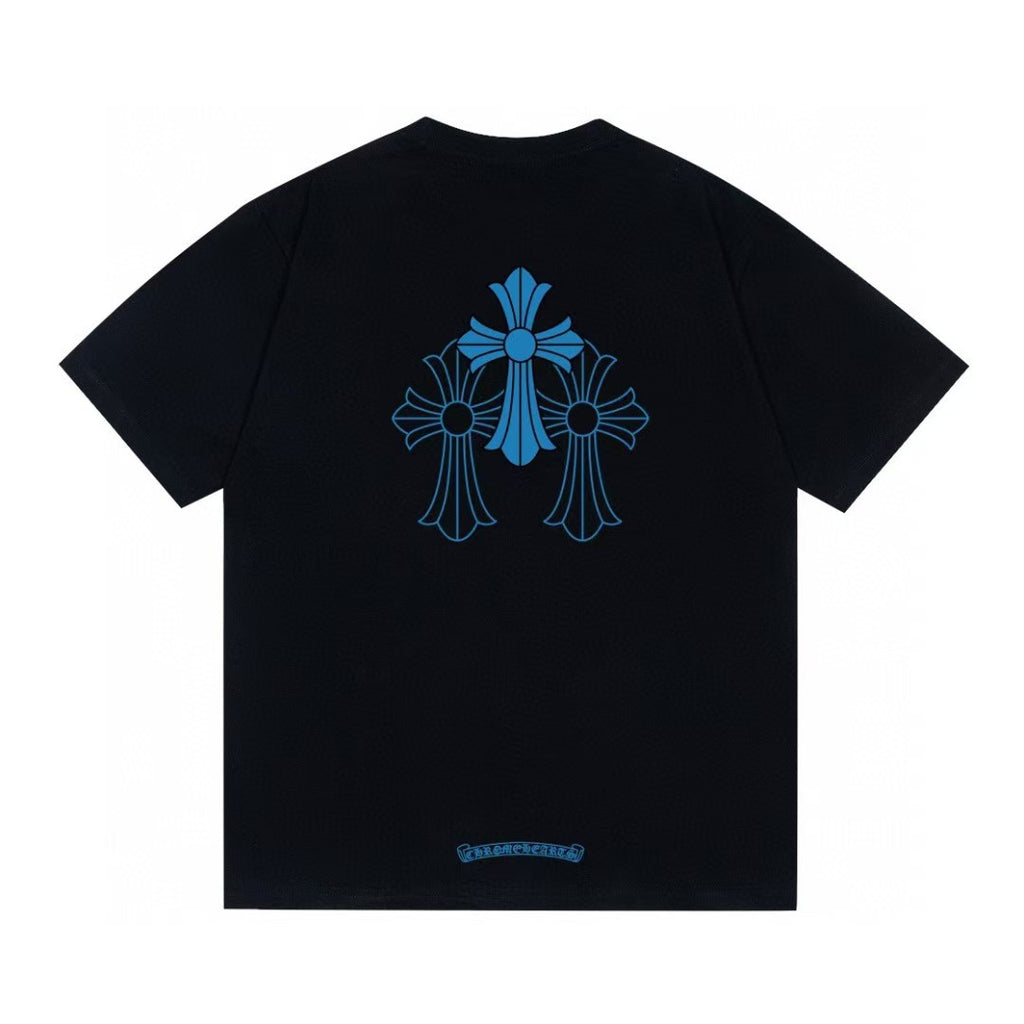 Chrome Hearts Color Sanskrit Cross Print Short Tee Unisex Y2K