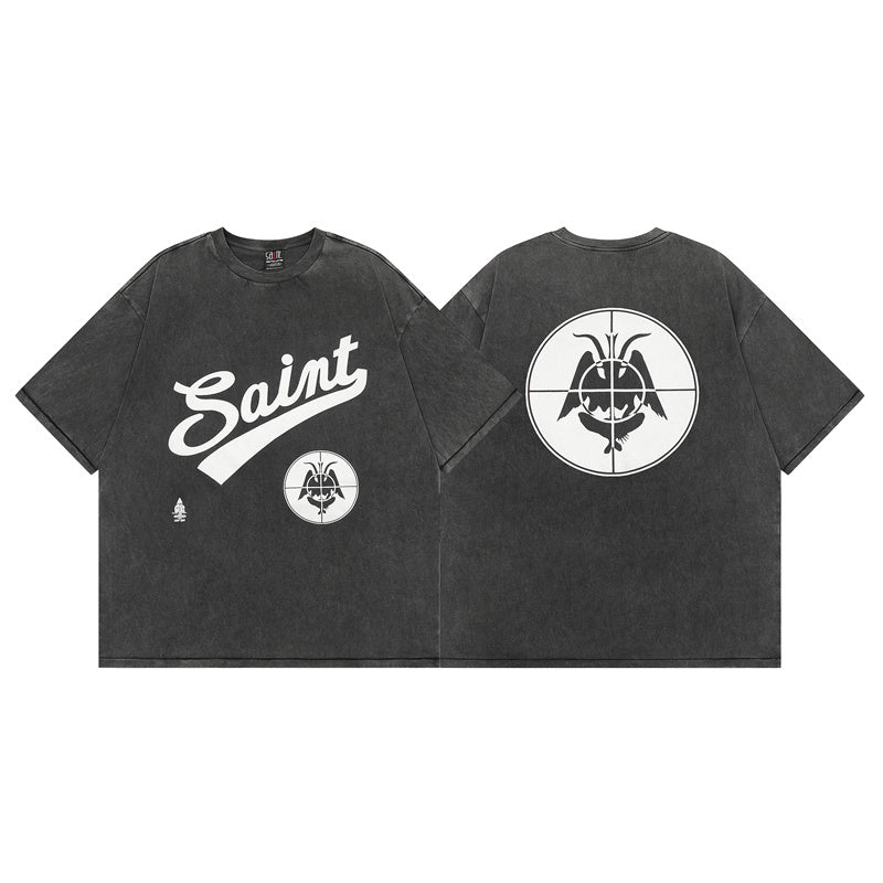 Saint Michael Vintage Washed Distressed Hole Loose Streetwear T-Shirt
