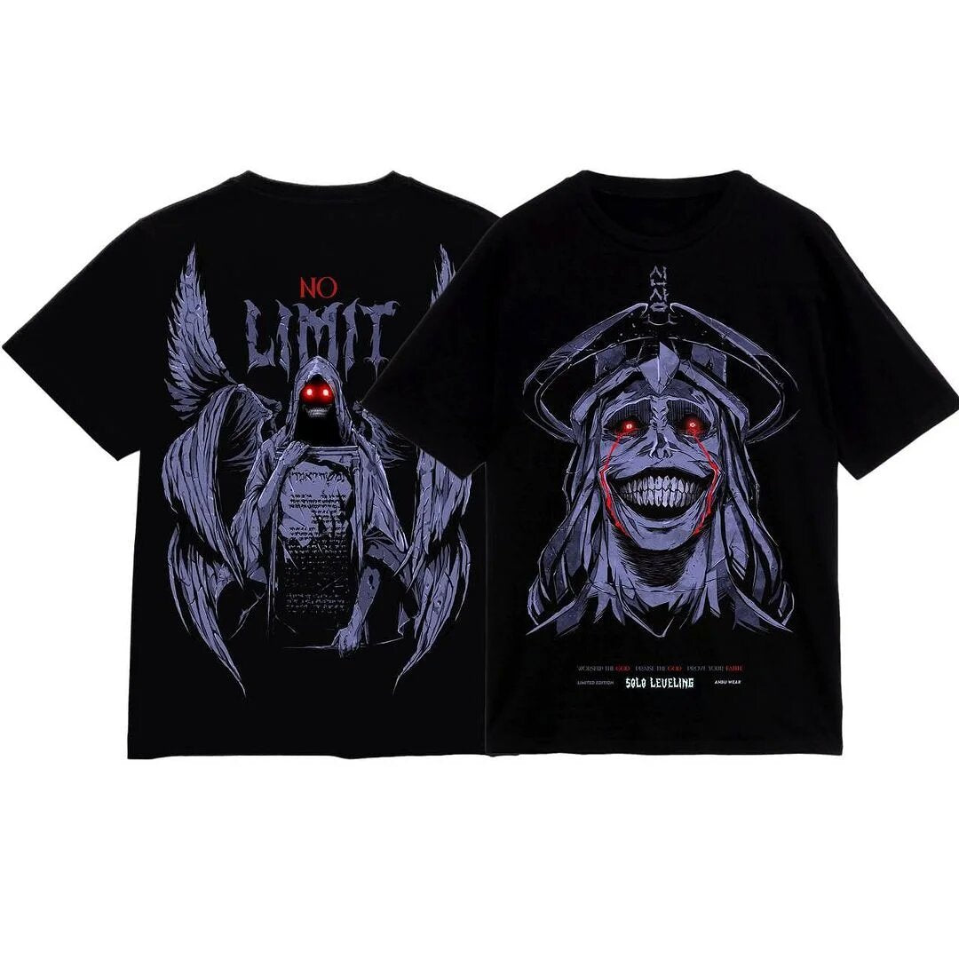 Streetwear-Shirt im Gothic-Stil von Saint Michael mit Grafik – Unisex Oversized Baumwoll-T-Shirt