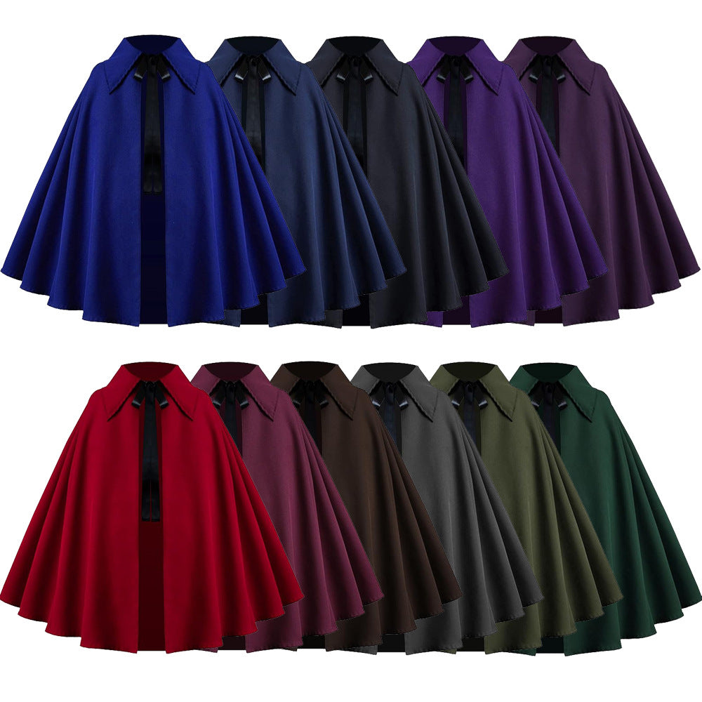 Halloween Medieval Short Cape Stand Collar Multi‑Color Cosplay Cloak