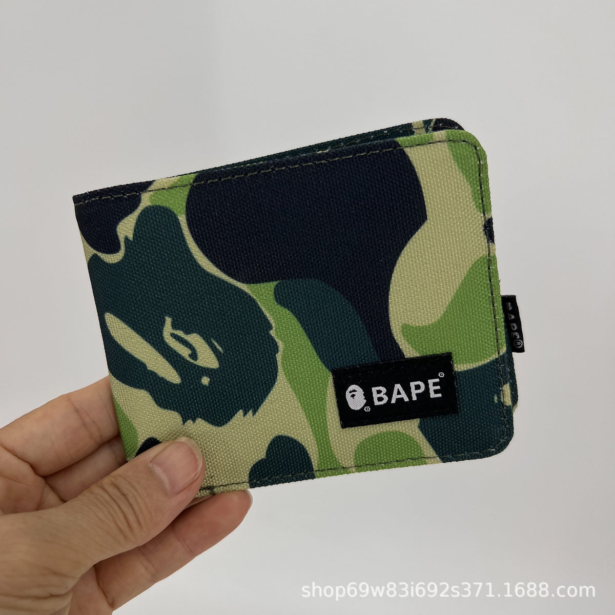 BAPE Camo Ape Head Bifold Wallet Mini Multi Color Canvas Card Holder