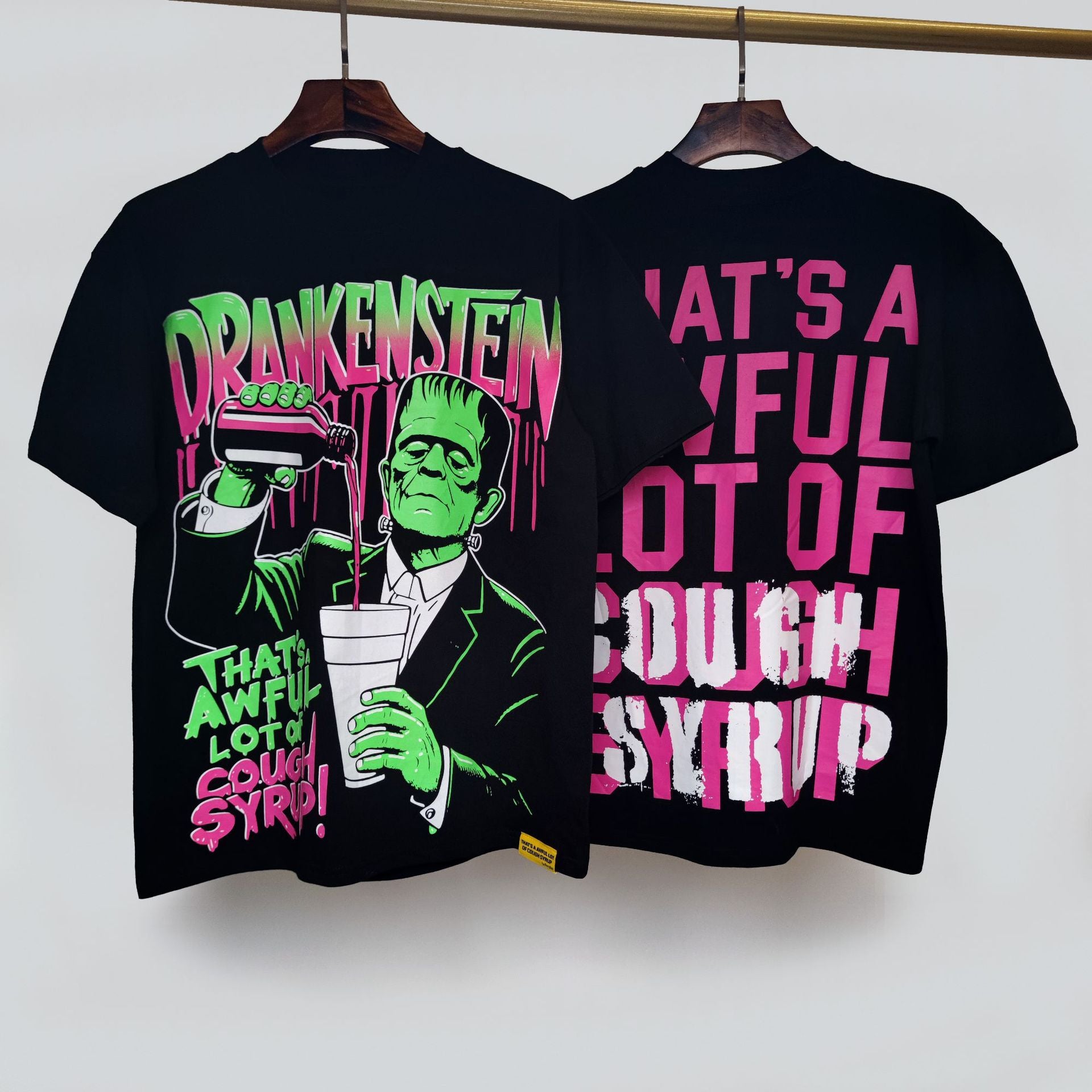 ALOCS Cough Syrup Letter Graphic Short Sleeve Tee Streetwear Unisex
