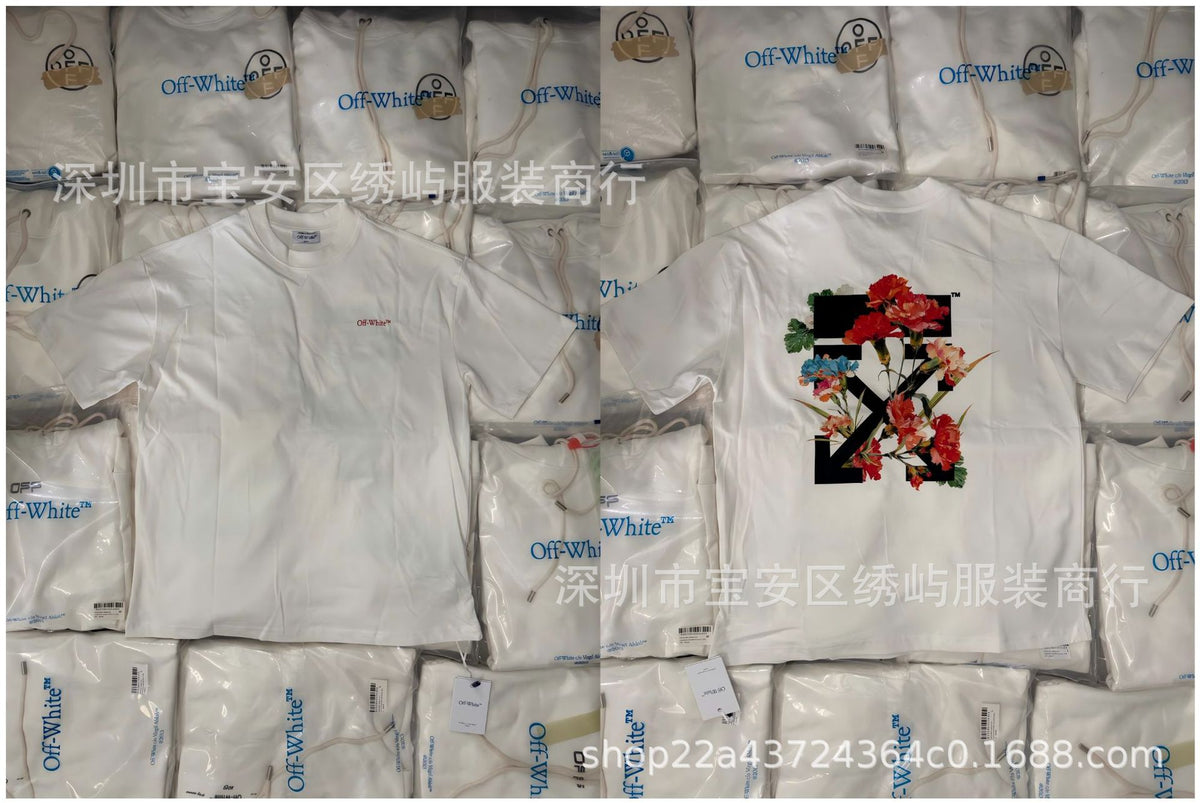 Off White Arrow Print Crew Neck Short Sleeve T Shirt Unisex