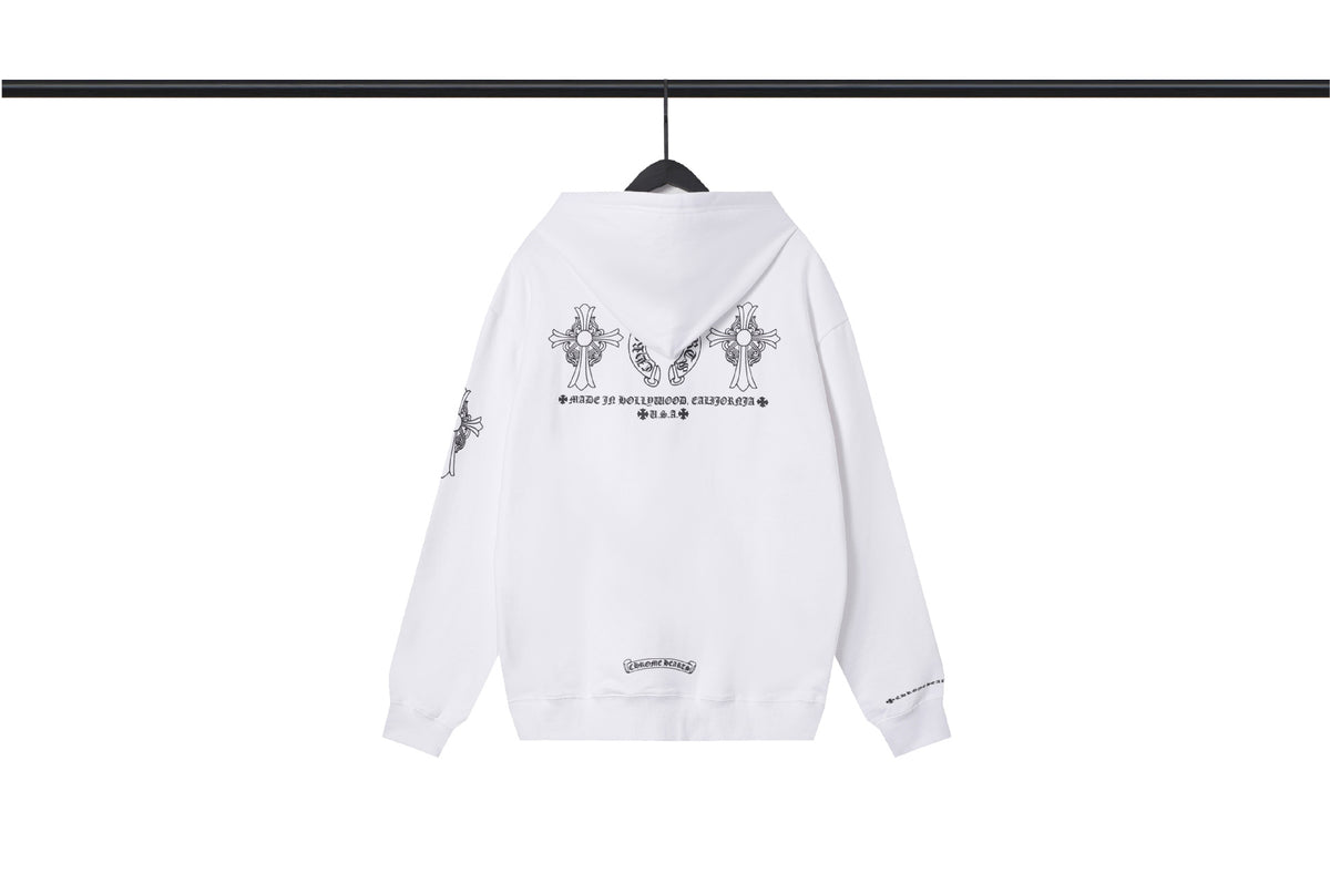 Chrome Hearts Multi‑Cross Sanskrit Graphic Oversized Hoodie Streetwear