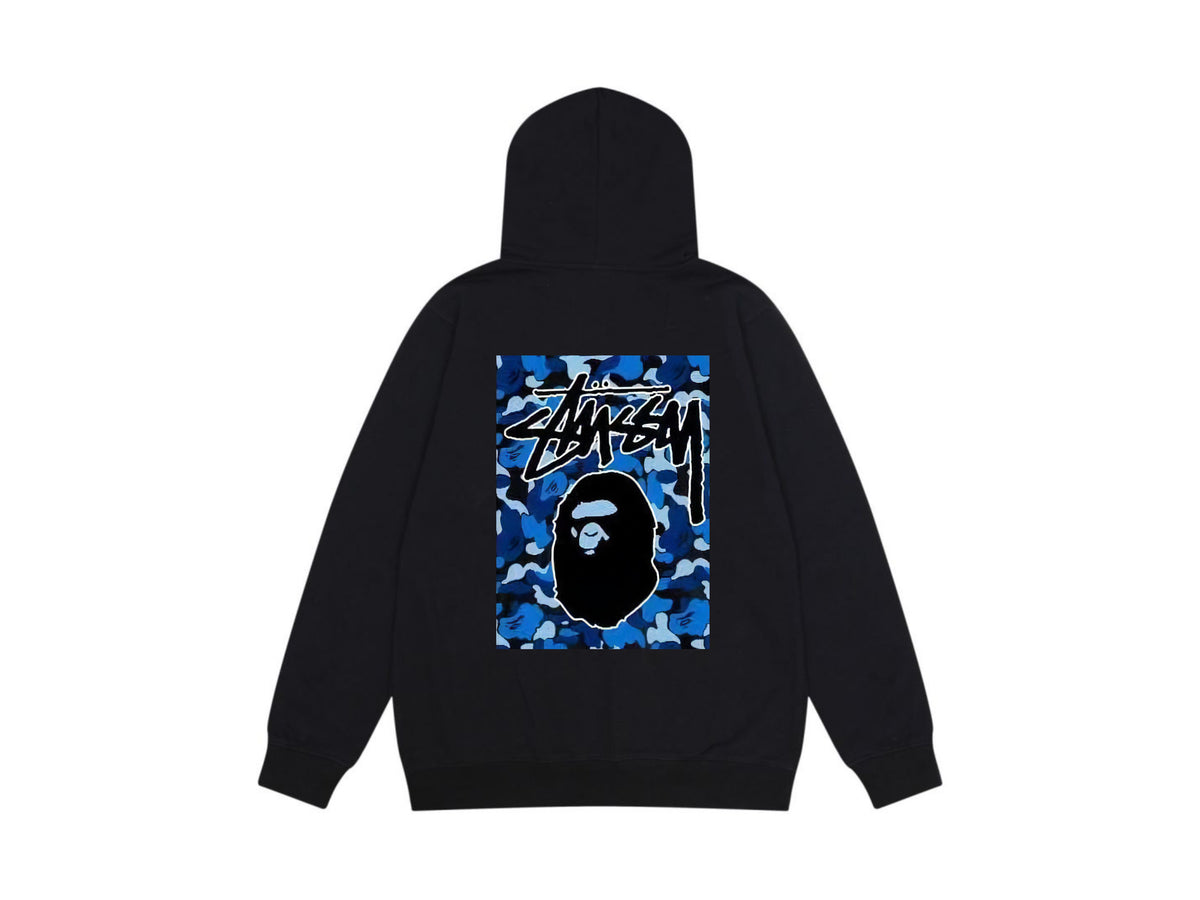 Stussy Zip Up Hoodie Multi Graphic Letter Print Streetwear Jacket
