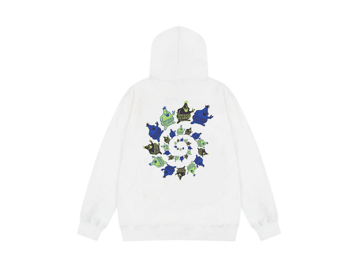 Stussy Zip Up Hoodie Multi Graphic Letter Print Streetwear Jacket