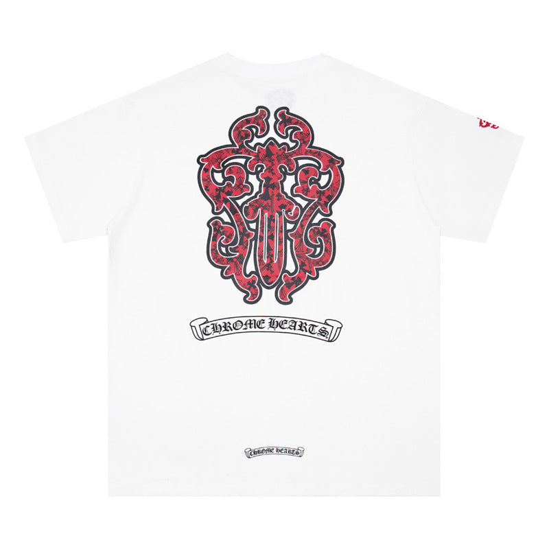 Chrome Hearts Horseshoe Cross Floral Crew Neck T‑Shirt Unisex