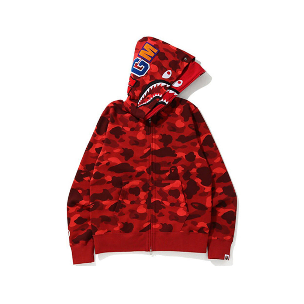 BAPE Shark Camo Print Full Zip Streetwear Hoodie Unisex