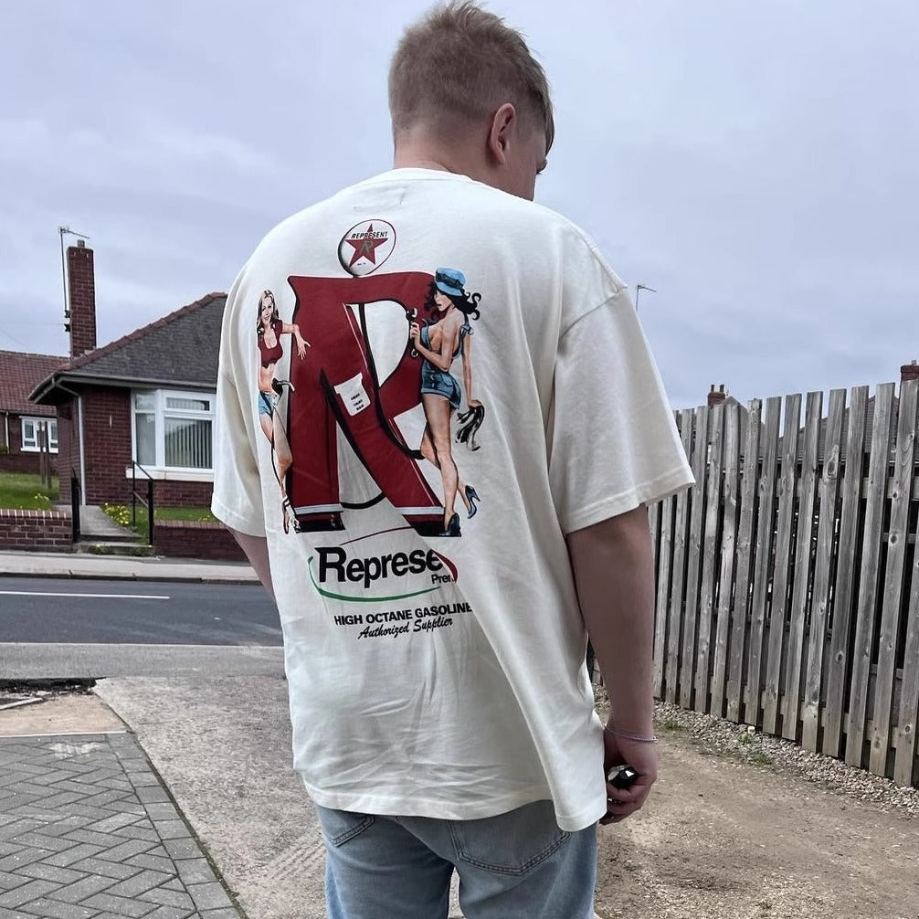 Represent Shark Washed Graphic Oversized Tee Streetwear Unisex