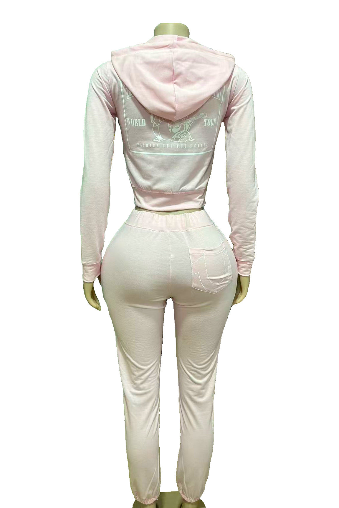 True Religion Vintage Stitch Zip Crop Hoodie Flare Pant Tracksuit Set