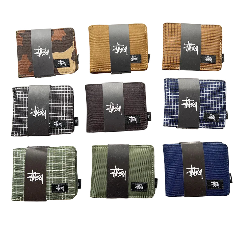 Stussy Canvas Bifold Wallet Multi Pattern Card Holder Coin Purse