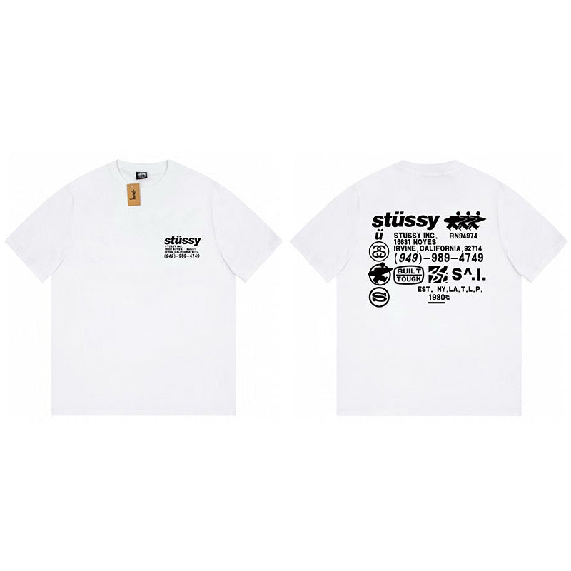 Stussy Graphic Print Collection Loose Casual Short Sleeve T-Shirt