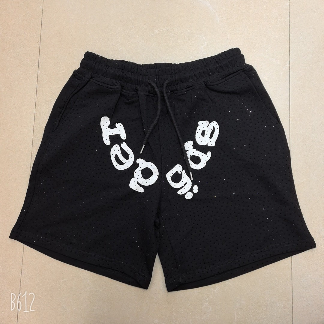 Sp5der Full Rhinestone T-Shirt & Shorts Matching Set