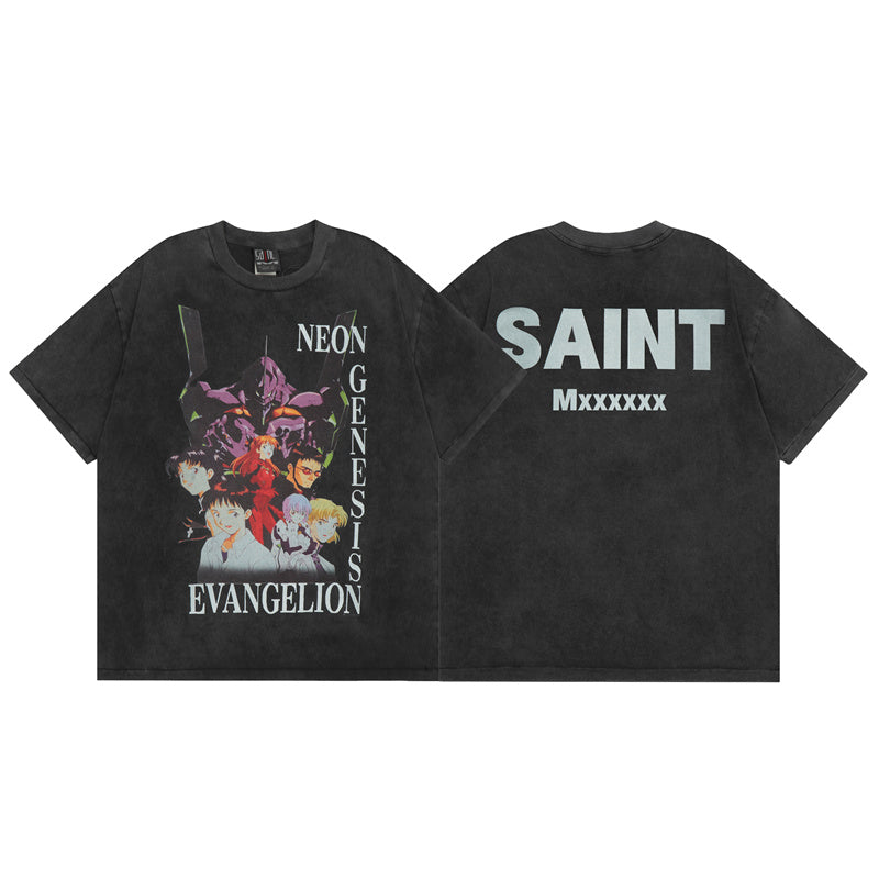 Saint Michael Vintage Washed Distressed Hole Loose Streetwear T-Shirt