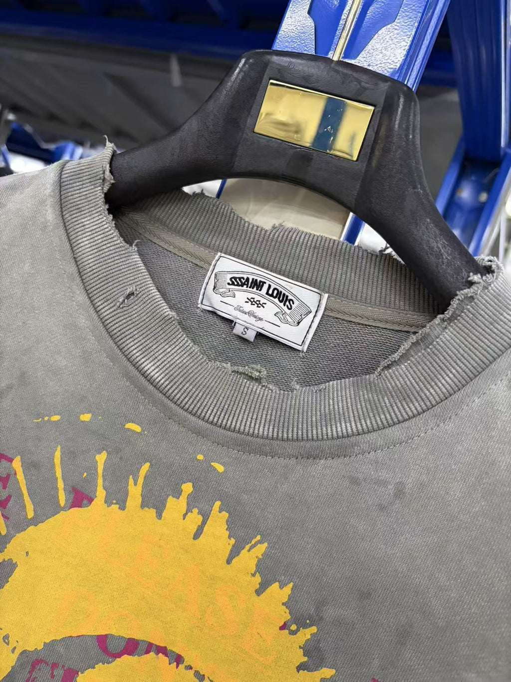 SSSAINT LOUIS Saint Graphic Distressed Washed Crewneck Sweatshirt