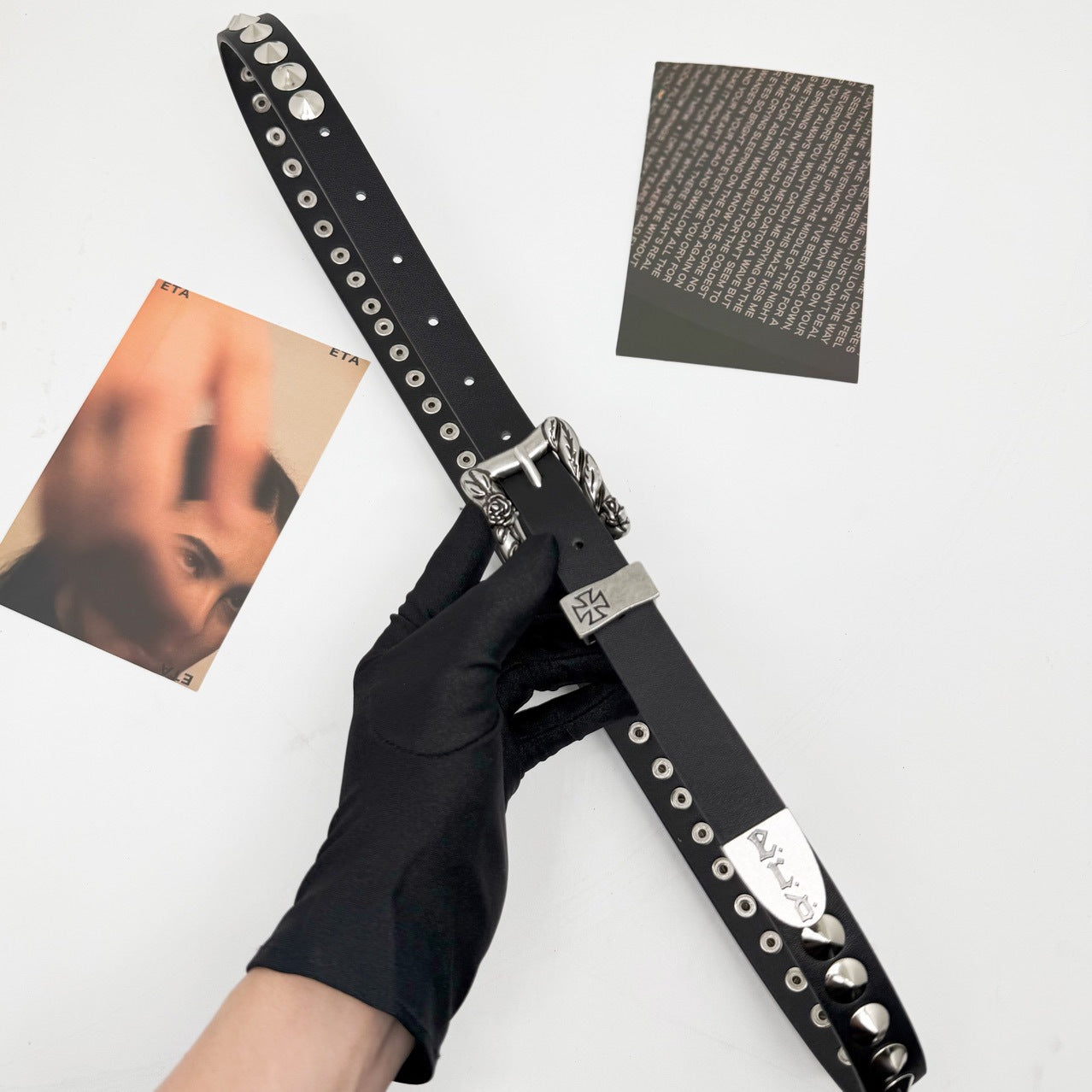 ERD Punk Stud Cross Metal Buckle Vintage Narrow Belt Y2K Unisex
