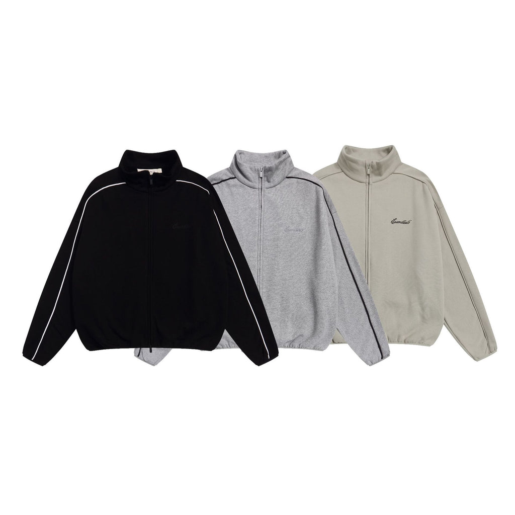 Fear Of God Stripe Small Letter Embroidery Fleece Zip Up Jacket Unisex