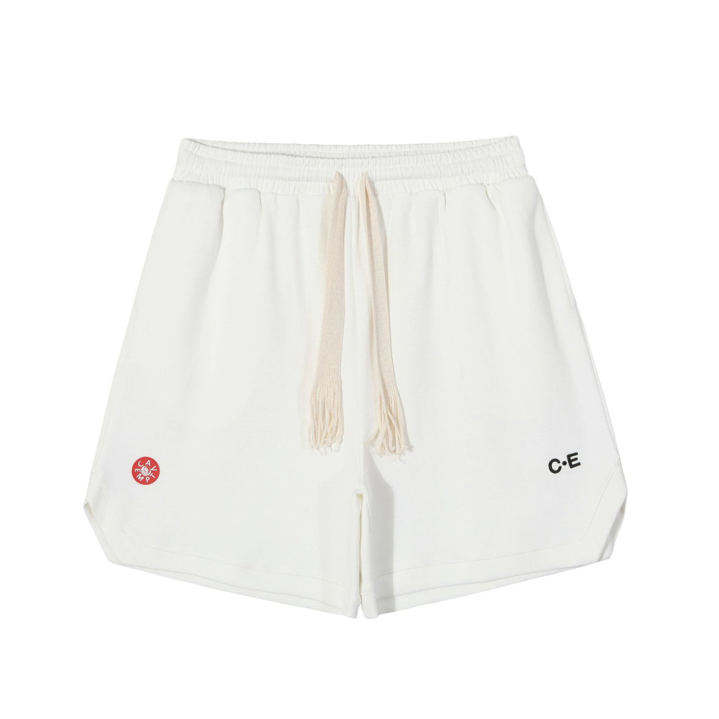 Pique Double Fabric Letter Embroidery Drawstring Casual Shorts