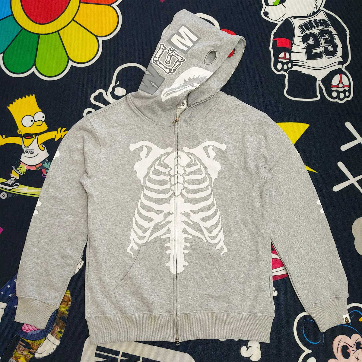 BAPE Skeleton Shark Heavy Washed Full Zip Hoodie